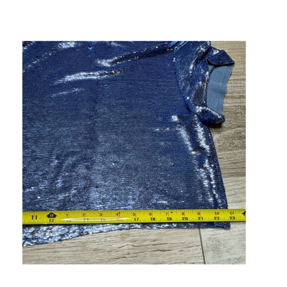 ‼️WOW‼️IRO Sequins Blue Crop Top Size 38 - Picture 3 of 10